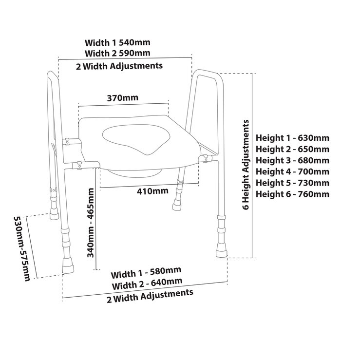 Siège et cadre de toilette réglables