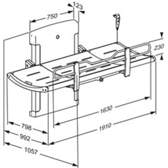 Shower stretcher, electrically height adjustable, 2 models