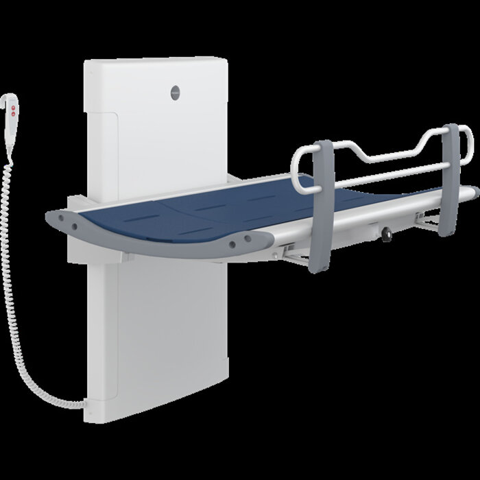 Shower stretcher, electrically height adjustable, 2 models