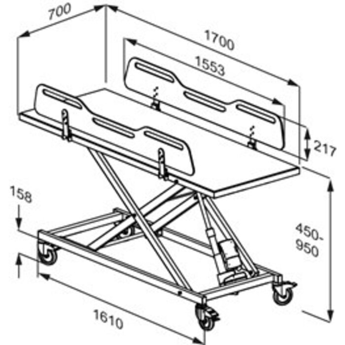 Mobile changing table, electrically height adjustable - available in 3 lengths