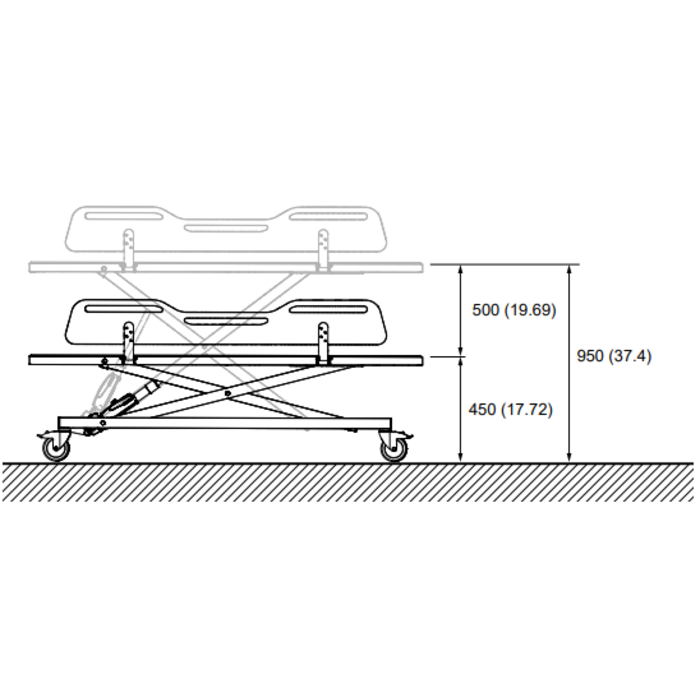 Mobile changing table, electrically height adjustable - available in 3 lengths