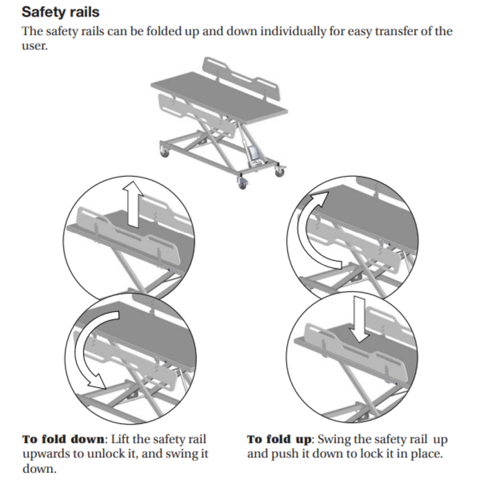 Mobile changing table, electrically height adjustable - available in 3 lengths