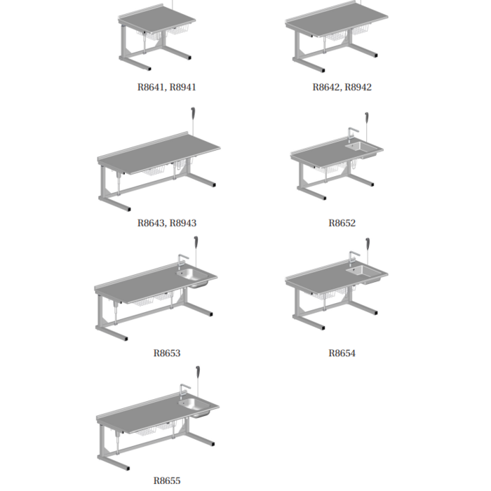 Freestanding changing table, electrically height adjustable - Various models