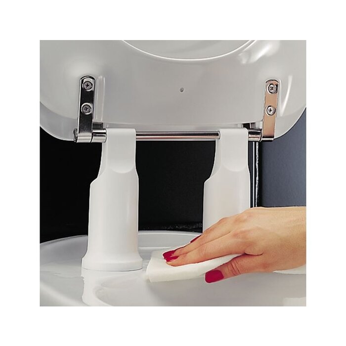 Toilet seat with lid raised 5 or 10 cm