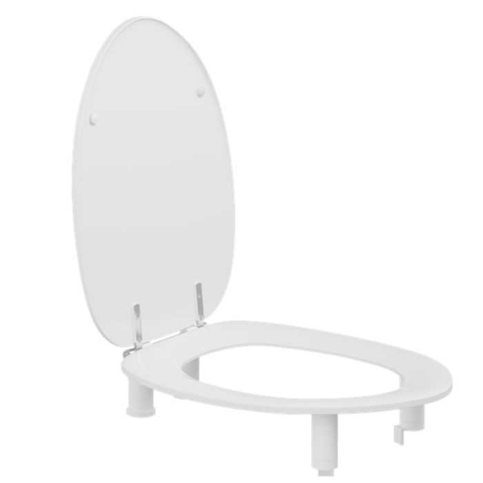 Toilet seat with lid raised 5 or 10 cm