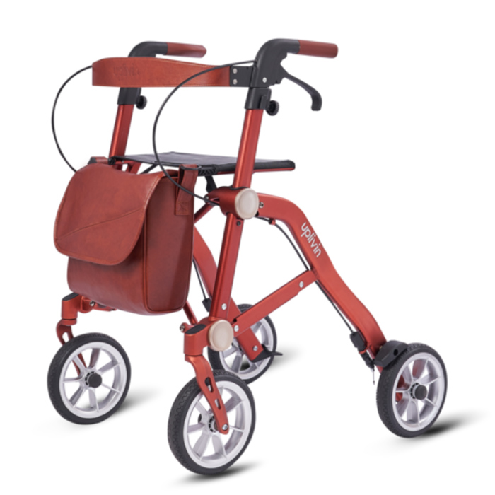 Compact double folding rollator