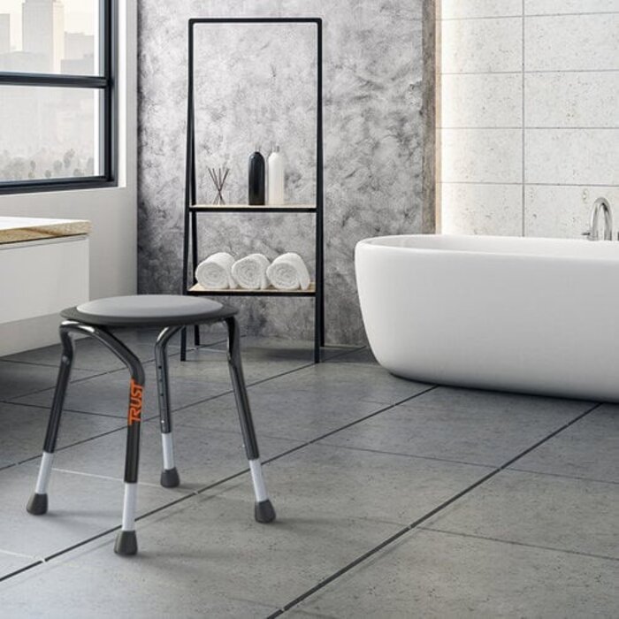 Let's Frisbee noir - Tabouret de douche design avec siège rotatif