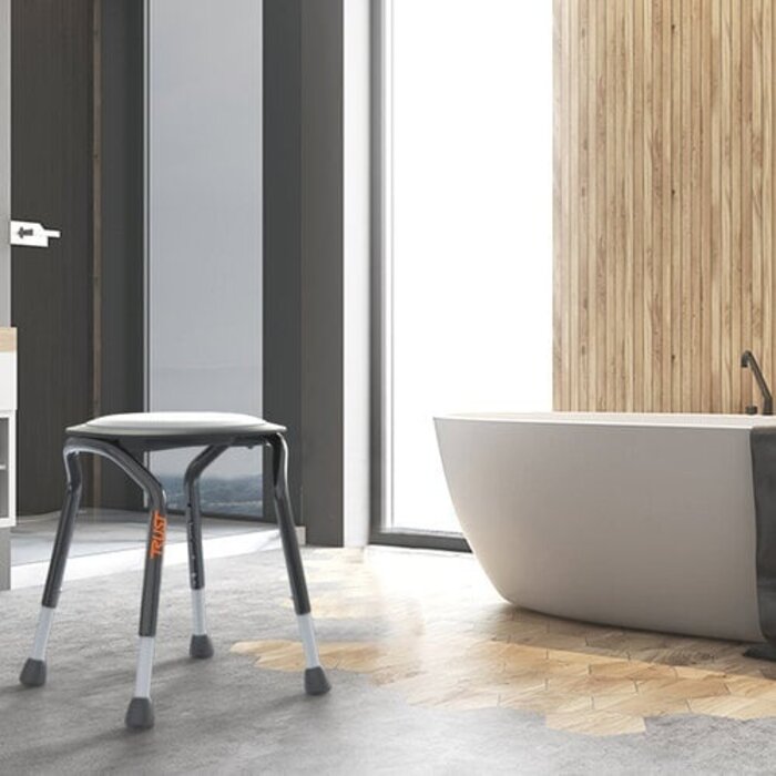Let's Frisbee noir - Tabouret de douche design avec siège rotatif