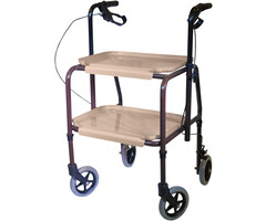 In hoogte verstelbare keukentrolley met remmen