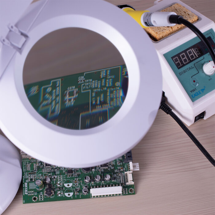 Eagle Desktop LED Twin Arm Illuminated Magnifier With Lens