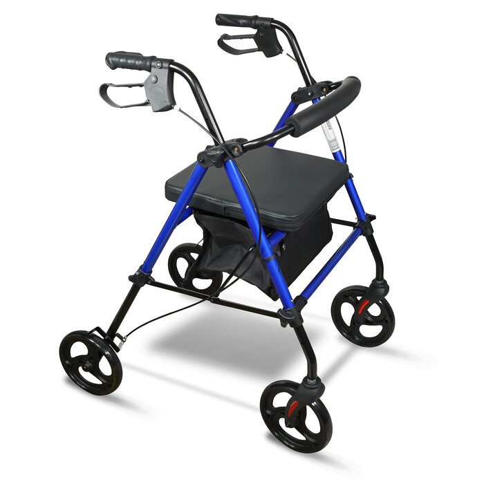 Lightweight four-wheeled rollator