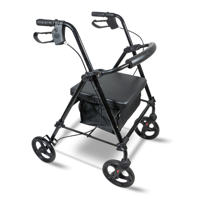 Lightweight four-wheeled rollator