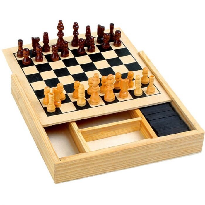 Wooden game box 4-in-1