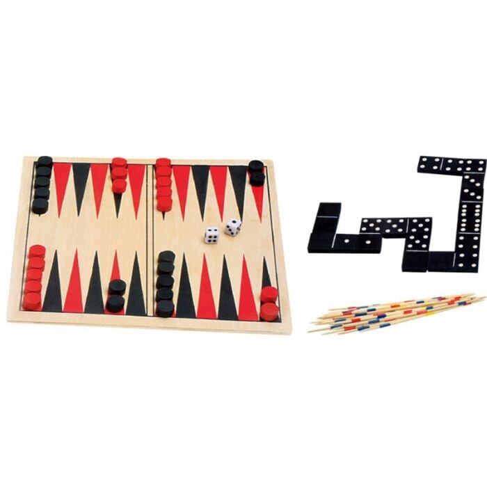 Wooden game box 4-in-1