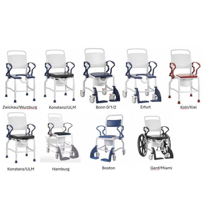 Chaise de douche sans roulettes - Chaise de toilette - choisissez vos options