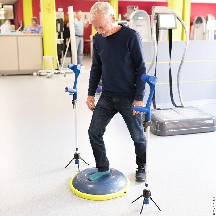 Stable crutch or walking stick parking aid