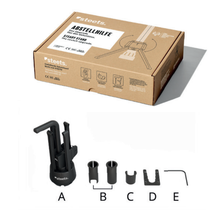 Stable crutch or walking stick parking aid