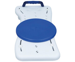 Width-adjustable bath board with integrated handle and swivel base