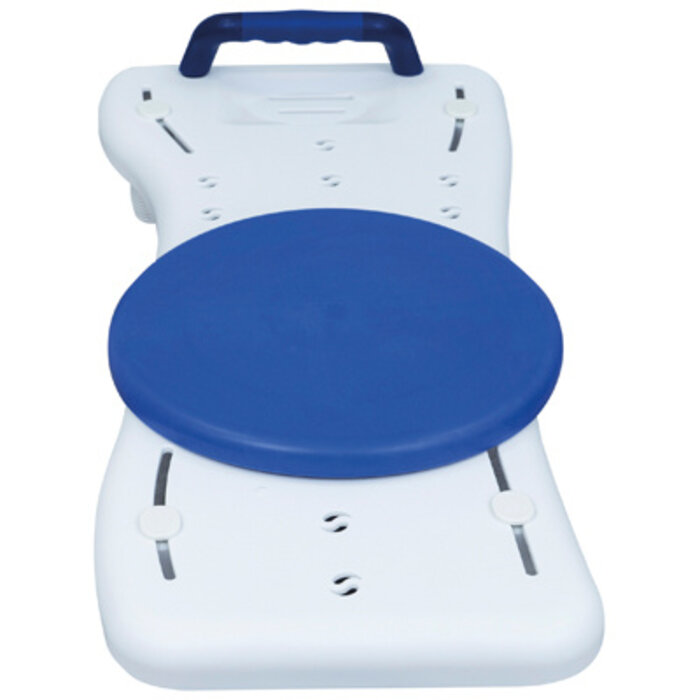 Planche de bain réglable en largeur avec poignée intégrée et plateau tournant