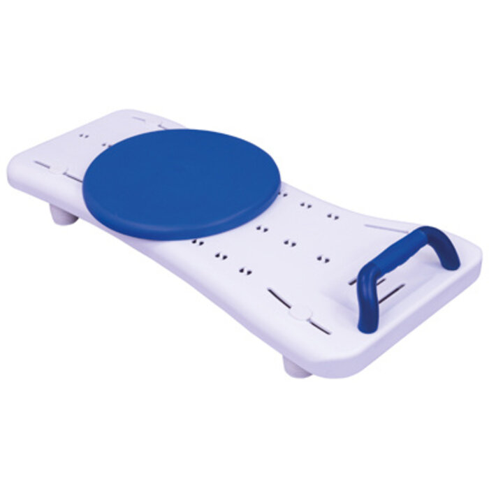 Planche de bain réglable en largeur avec poignée intégrée et plateau tournant