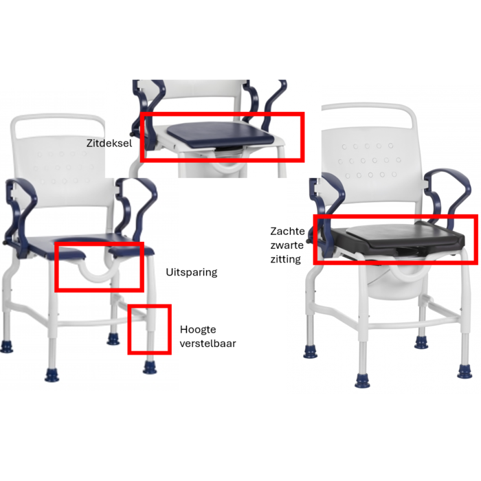 Shower chair without wheels - Toilet chair - choose your options