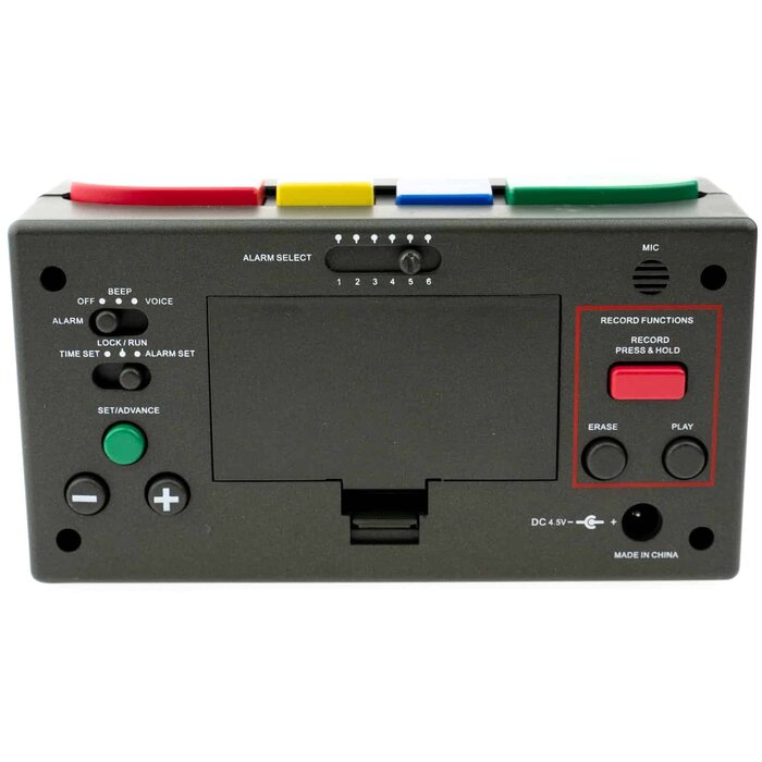 alarm clock with 6 alarms and personal recorded message