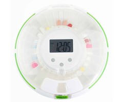 Secured medicine carousel with 6 alarms and green flashing border