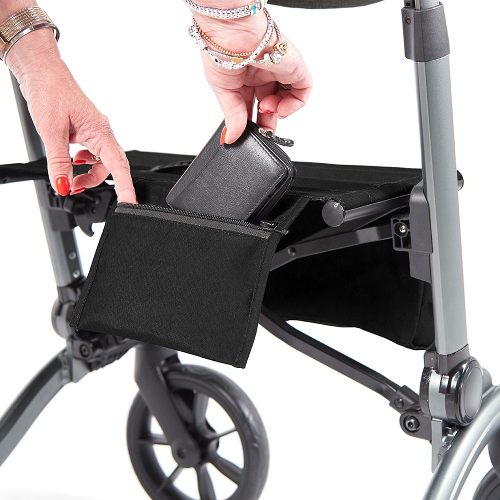 Double foldable black rollator