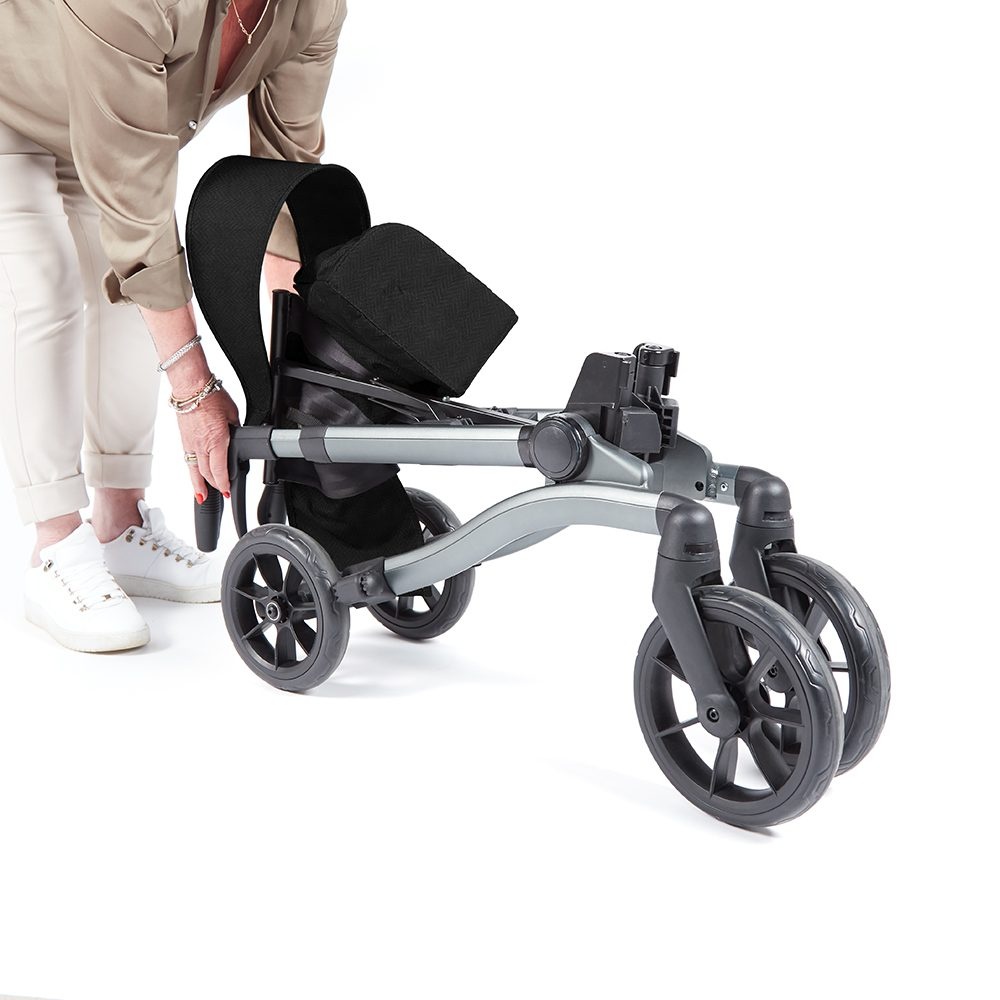 Double foldable black rollator