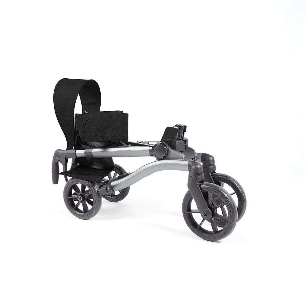 Double foldable black rollator
