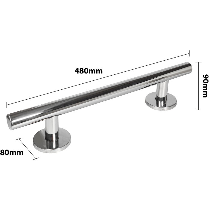 Poignée de support droite en acier inoxydable, finition polie