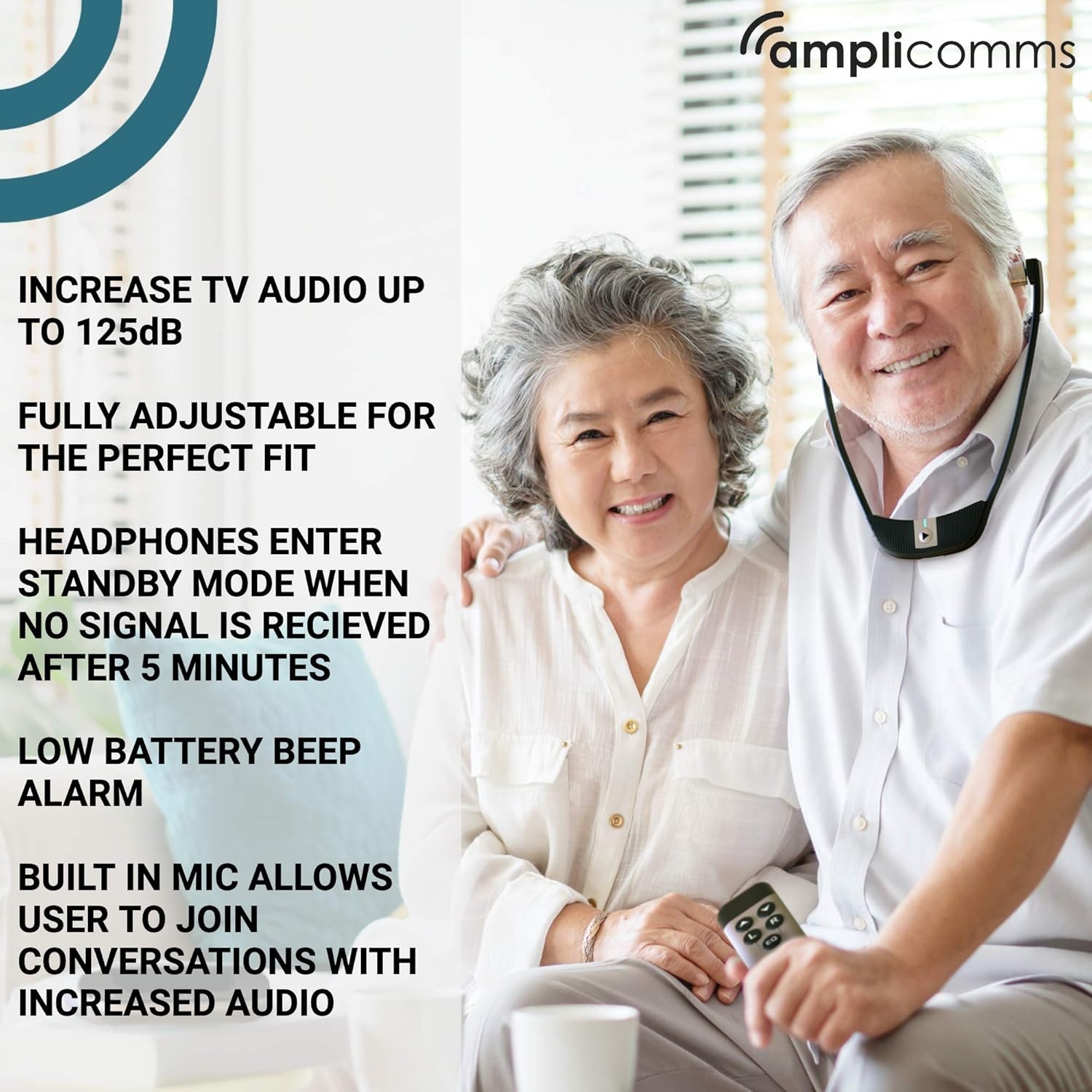 Draadloze hoofdtelefoon met versterker voor TV/HIFI