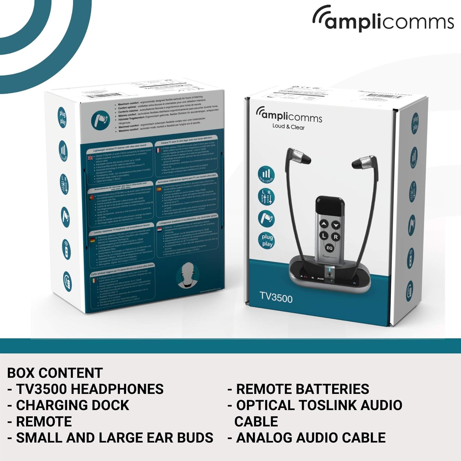 Casque sans fil avec amplificateur pour TV/HIFI