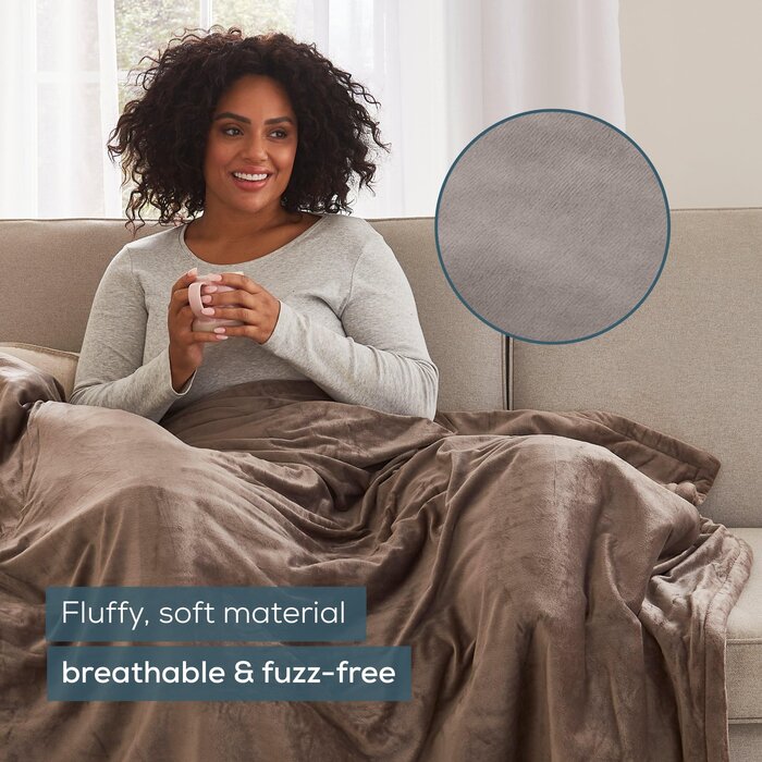 Cosy electric blanket, taupe