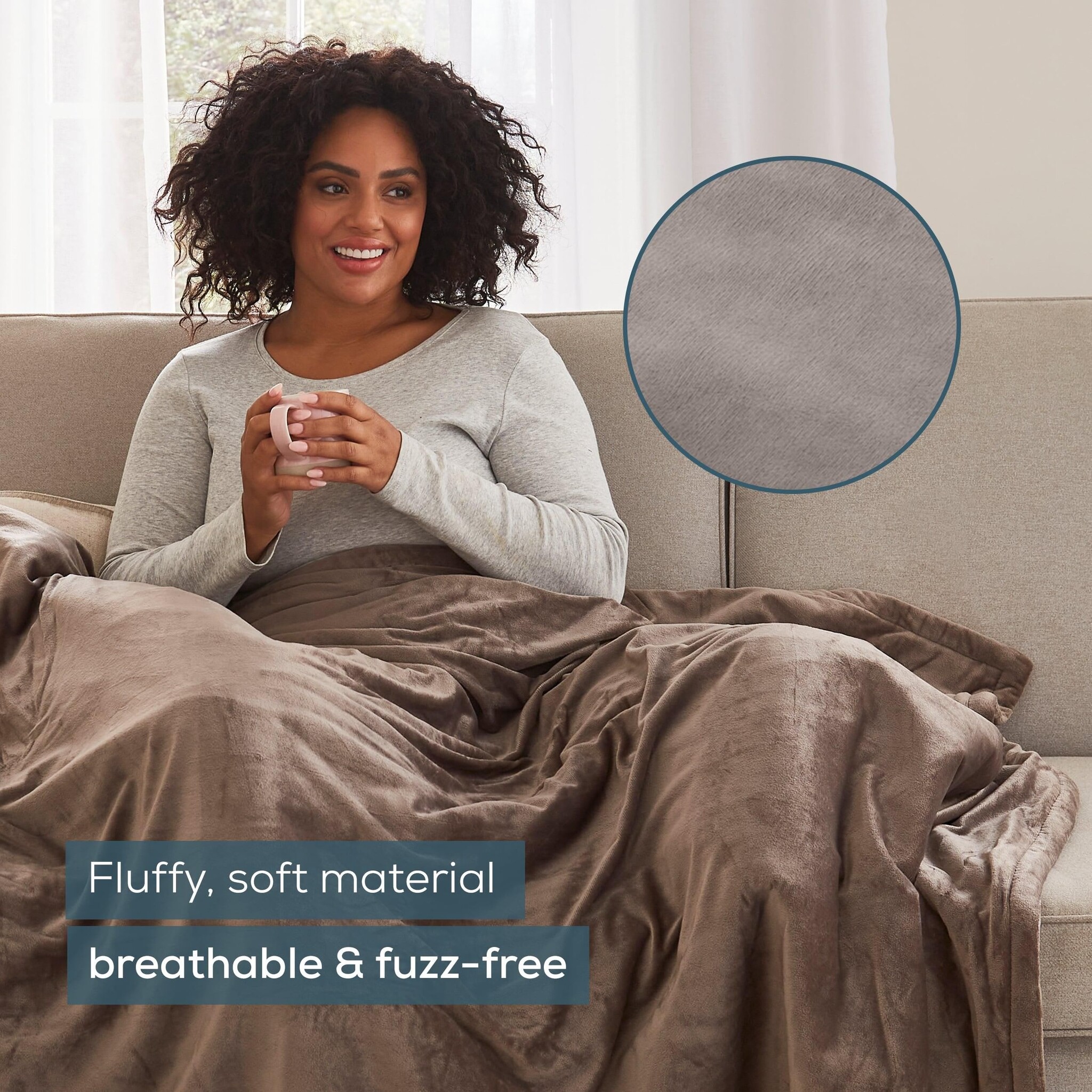 Couverture chauffante douillette, taupe