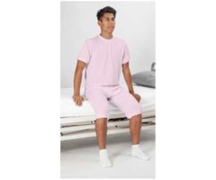 Nursing pajamas with crotch zip, short sleeves and legs - Pink