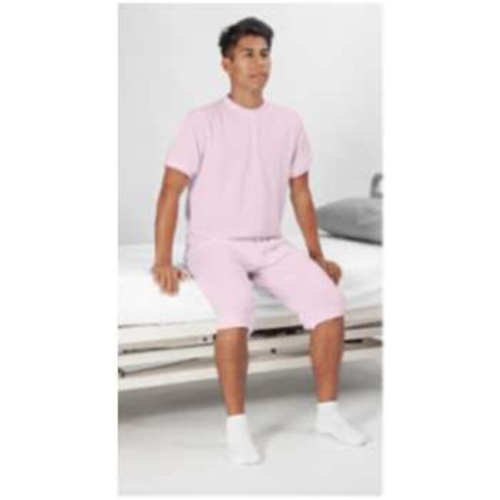 Pyjama d'allaitement avec fermeture éclair entre les jambes, manches et jambes courtes - Rose