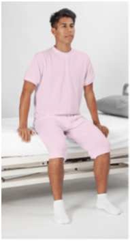 Nursing pajamas with crotch zip, short sleeves and legs - Pink