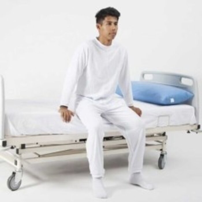 Nursing pajamas with crotch zip, long sleeves and legs - Blue