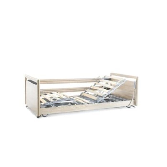 Floorline 15-80 bed, hoge panelen 51F, houten lattenbodem, 2 lange telescopische zijhekken