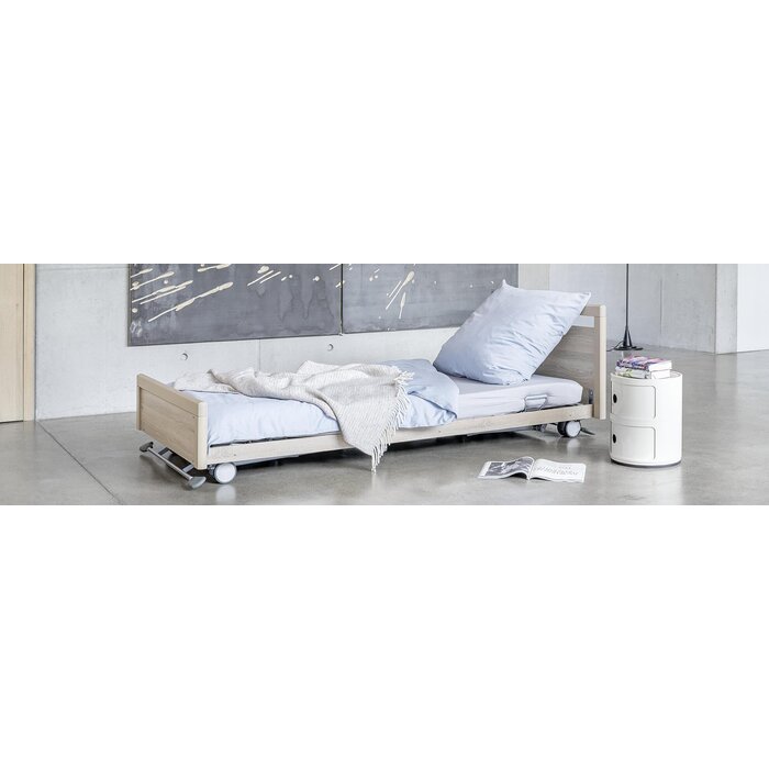 Floorline 15-80 bed, hoge panelen 51F, houten lattenbodem, 2 lange telescopische zijhekken