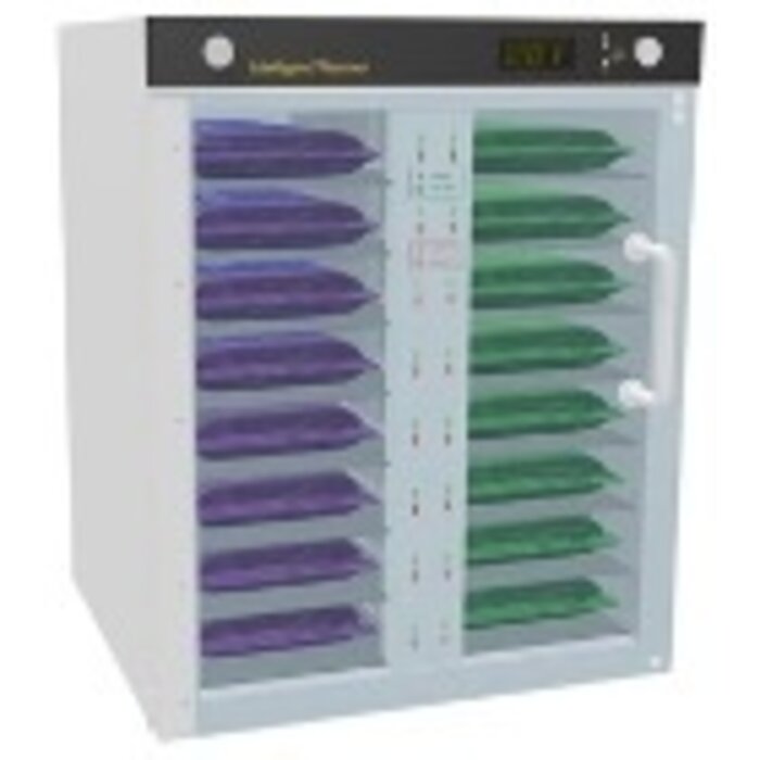 Warming cabinet for damp washcloths, 16 compartments