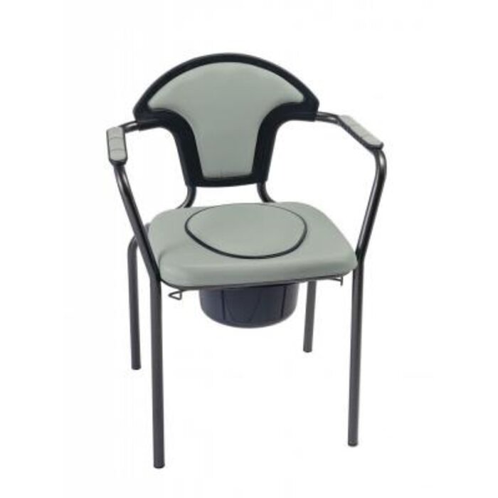 Open toilet chair, in kit form, with lid, vinyl gray