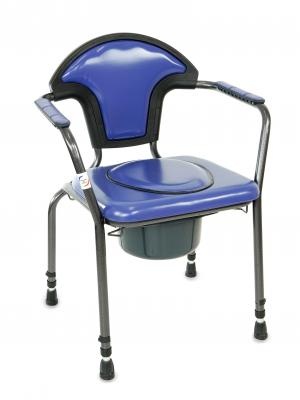Height adjustable toilet chair, vinyl blue