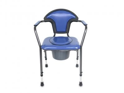 Height adjustable toilet chair, vinyl blue