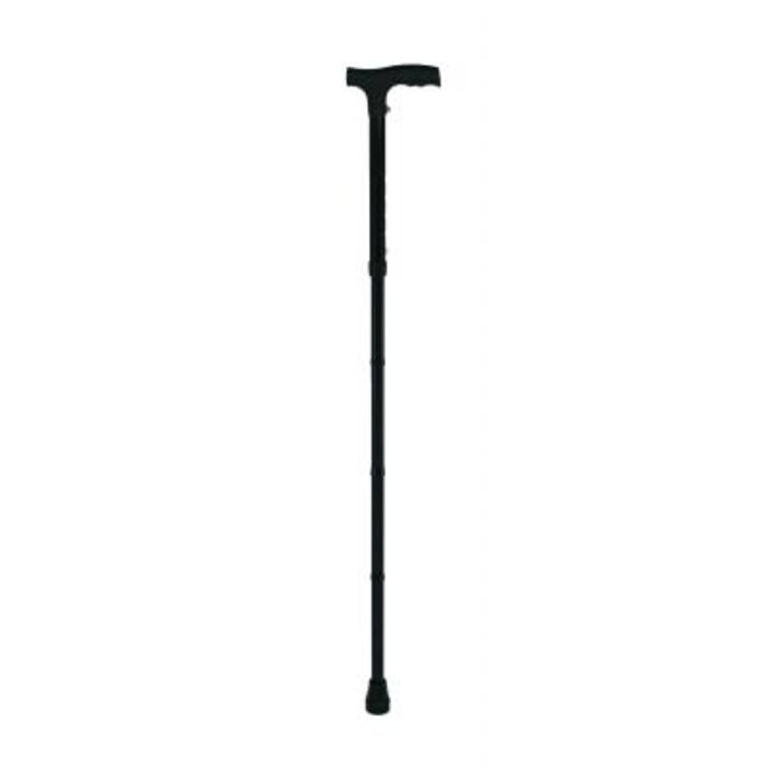 Black aluminum folding walking stick
