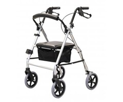 GCARE rollator 4 wheels, foldable, light gray aluminum