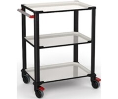 Pi-Nero trolley with 3 shelves and a handle, black/white
