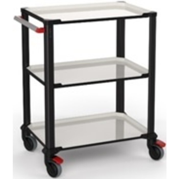 Pi-Nero wagen met 3 legplanken en een handvat, zwart/wit