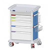Preciso care trolley with 9 modules, height 110 cm, equipped with 5 drawers, colour: blue